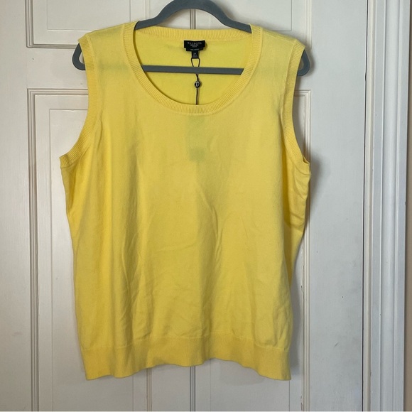 Talbots Tops - Talbots Sweater Vest Womens Yellow Pima Cotton Sleeveless Size 2X NWT